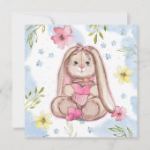Invitation Baby shower lapin fille Whimsical (Dos)
