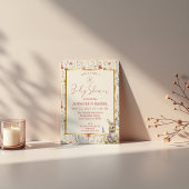 Invitation Baby shower lapin Fleur sauvage beige Whimsical