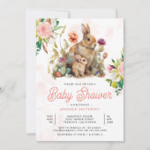 Invitation Baby shower lapin floral maman et bébé (Devant)