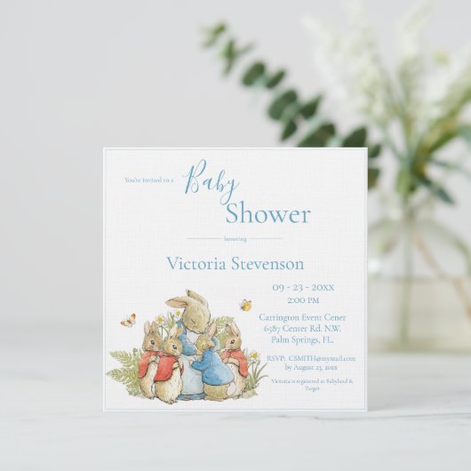 Invitation Baby shower lapin lapin (Debout devant)