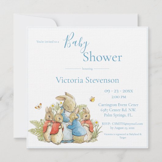 Invitation Baby shower lapin lapin (Devant)