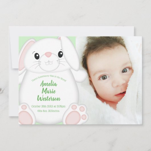 Invitation Baby shower lapin lapin (Devant)