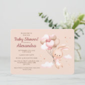 Invitation Baby shower lapin lapin en bois mignon (Debout devant)
