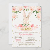 Invitation Baby shower lapin lapin filles (Devant)