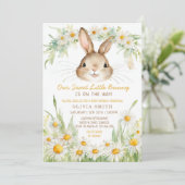 Invitation Baby shower lapin lapin Fleur Faiseuse Faiseuse Fa (Debout devant)