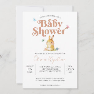Invitation Baby shower lapin lapin mignon Neutre