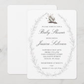 Invitation Baby shower lapin lièvre de luxe moderne (Devant / Derrière)