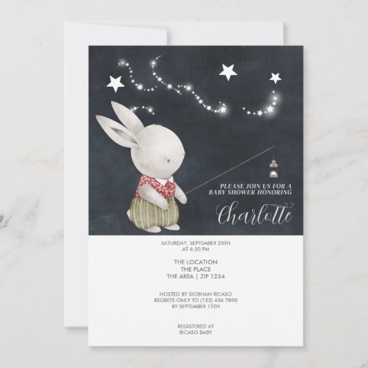 Invitation Baby shower lapin mignon (Devant)