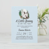 Invitation Baby shower lapin mignonne lapin bleu (Debout devant)