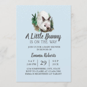 Invitation Baby shower lapin mignonne lapin bleu