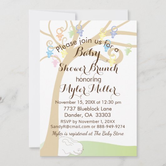 Invitation Baby shower lapin Paci (Devant)