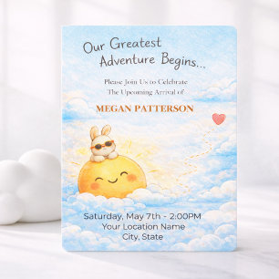 Invitation Baby Shower Lapin Pastel Soleil