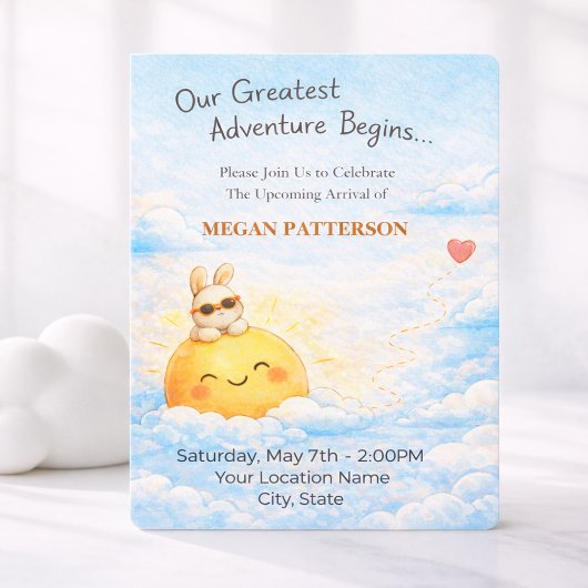 Invitation Baby Shower Lapin Pastel Soleil