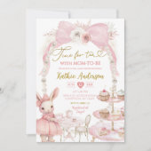Invitation Baby shower lapin Pearl Pink Bow Coquette (Devant)