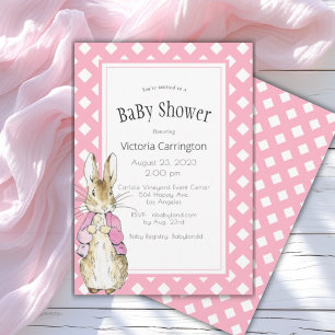 Invitation Baby shower lapin rose