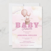 Invitation Baby shower lapin rose mignon (Devant)