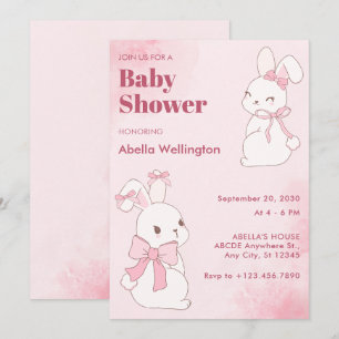 Invitation Baby shower lapin rose mignon lapin lapin