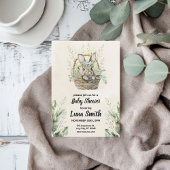 Invitation Baby shower lapin vert