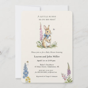 Invitation Baby-Shower Lapin Vintage Unisexe