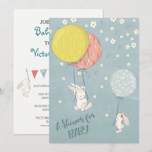 Invitation Baby shower lapins lapins lapins lapins en gros