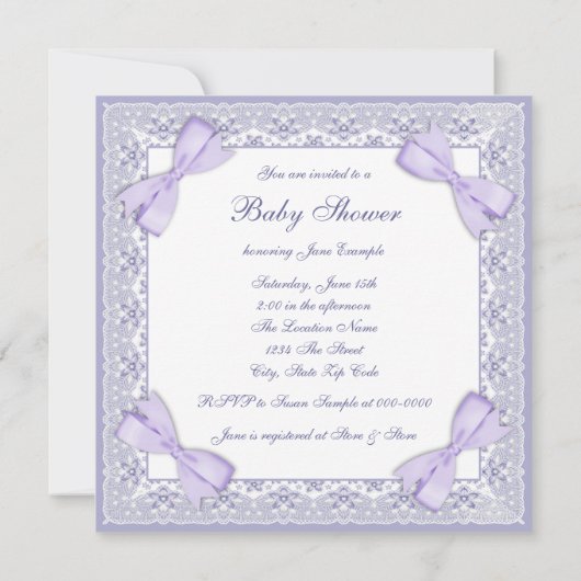 Invitation Baby shower Lavande (Dos)
