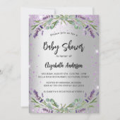 Invitation Baby shower lavande argent eucalyptus luxe (Devant)