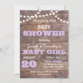 Invitation Baby shower Lavande en bois de Barnwood (Devant)