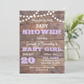 Invitation Baby shower Lavande en bois de Barnwood (Debout devant)