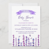 Invitation Baby shower Lavande et Papillon (Devant)