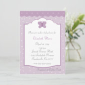 Invitation Baby Shower Lavande et Points de Polka Papillon (Debout devant)