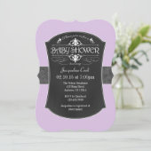 Invitation Baby shower Lavender Grey Chalkboard (Debout devant)