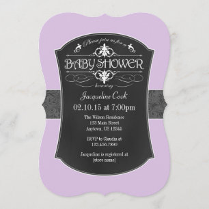 Invitation Baby shower Lavender Grey Chalkboard