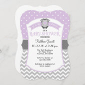 Invitation Baby shower Lavender Grey Polka Dot Che (Devant / Derrière)