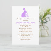 Invitation Baby shower Lavender Maman et Baby Rabbit (Debout devant)