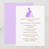 Invitation Baby shower Lavender Maman et Baby Rabbit (Devant / Derrière)