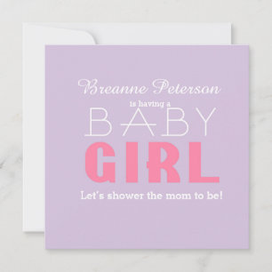 Invitation Baby shower Lavender Pink Classic Modern Look