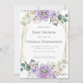 Invitation Baby shower | Lavender Watercolor Flowers (Devant)
