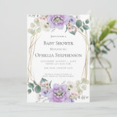 Invitation Baby shower | Lavender Watercolor Flowers (Debout devant)