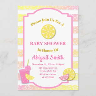Invitation Baby shower Lemonade rose Lemon Girl