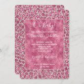 Invitation Baby shower léopard de Parties scintillant rose br (Devant / Derrière)