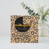 Invitation Baby shower Leopard de transport Brown d'or (Debout devant)