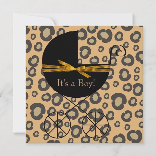 Invitation Baby shower Leopard de transport Brown d'or (Devant)