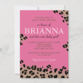Invitation Baby shower léopard ou fête d'anniversaire (Devant)