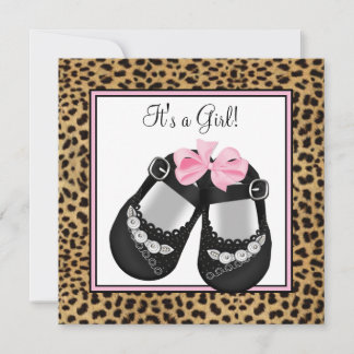 Invitation Baby Shower Léopard Rose