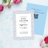 Invitation Baby shower léopard rose et bleu