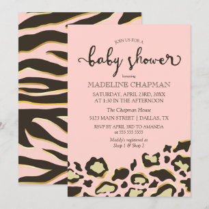 Invitation Baby shower Leopard Spots & Tiger Stripes