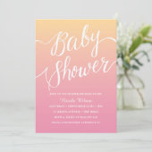 Invitation Baby shower lettres main rose (Debout devant)