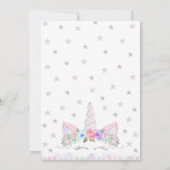 Invitation Baby Shower Licorne Argent Violet (Dos)