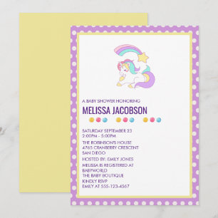 Invitation Baby Shower Licorne au repos & Étoile Filante