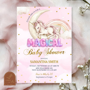 Invitation Baby shower licorne fille magique